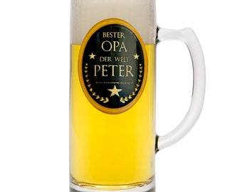 Verre à bière gravure cadeau grand-père nom personnalisé anniversaire bière chope à bière du petit-fils cadeau d'anniversaire grand-père manufacture aimant