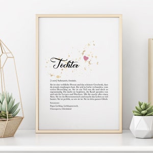 Tochter Poster Geschenk Definition Teenager Geburtstag Jugendweihe Konfirmation Weihnachten Tochter Poster Bild Manufaktur Liebevoll