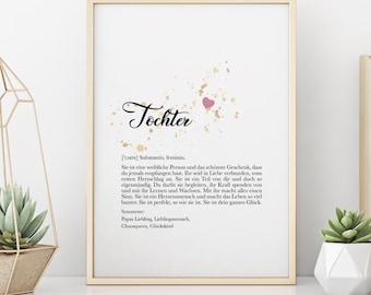 Daughter Poster Gift Definition Teenager Birthday Confirmation Christmas Daughter Poster Picture Manufactory Lovingly