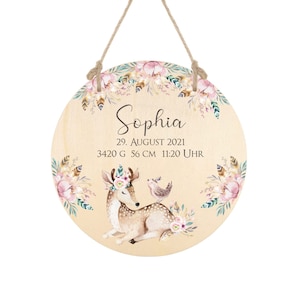 Baby gift birth personalized name plate gift baptism christening gift girl birth board birth gift deer manufactory lovingly