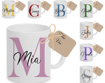 Tasse Personalisiert Namen Kaffeetasse Buchstabe Geburtstag Frauen Männer Geschenk Kollege Wunschname Keramiktasse Büro Tasse Weihnachten