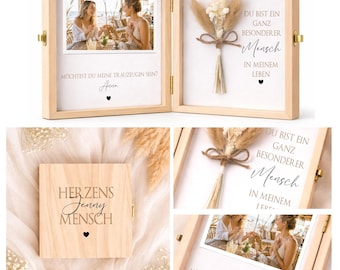 Regalo para pedirle a la dama de honor/padrino | Regalo de boda personalizado | ¿Quieres ser mi dama de honor/padrino? | Caja de madera para fotos