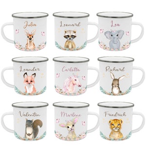 Children's mug name enamel mug personalized children's gift birthday gift girl boy mug animal name mug