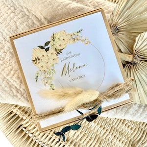 Jugendweihe Geldgeschenk Geschenkschachtel Konfirmation Geschenk Mädchen Kommunion Karte personalisiert Box Jugendweihe Manufaktur Liebevoll