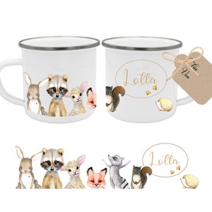 Cup Personalized Children's Tableware Forest Animals Enamel Cup Children Children's Cup Tableware Gift Mug Children's Cup Manufactory Lovingly