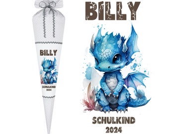 Drachen Schultüte Jungen mit Namen personalisierte Schultüte Dino Zuckertüte Junge Schultüte Stoff Zuckertüte Stoffschultüte Dinosaurier