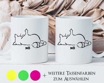 Mug with saying Nö, cat mug with saying Nö, funny mug for men and women, mug middle finger cat, mug cat motif, office mug