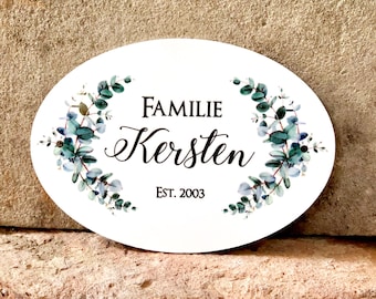 Türschild Familie Klingelschild Hochzeitsgeschenk Familienschild personalisiert Namensschild Haustür Name Motivauswahl Manufaktur Liebevoll