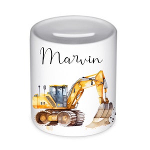 Spardose Junge Bagger Baufahrzeug Personalisiert Name Kind Einschulung Geburtstag Geburt Taufe Geschenk Geldgeschenk I Manufaktur Liebevoll