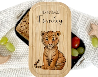 Brotdose Tiger Personalisiert Brotbox Kind Tiger Brotdose Geschenk Tiger Namen Hier krümelt Brotdose Lunchbox Edelstahl Manufaktur Liebevoll