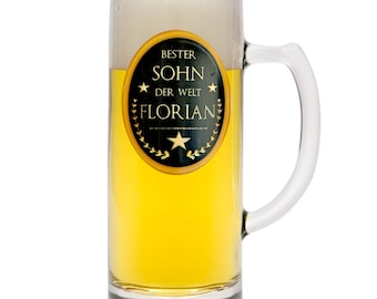 Bierglas Gravur Sohn Name Geschenk Geburtstag Bierkrug personalisiert Geburtstagsgeschenk Spruch Bester Sohn der Welt Manufaktur Liebevoll