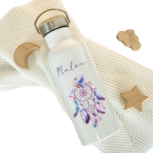 Personalisierte Kinder Trinkflasche „Traumfänger" Namen Mädchen Teenager Edelstahl Thermosflasche Kita Schule Geschenk  Manufaktur Liebevoll