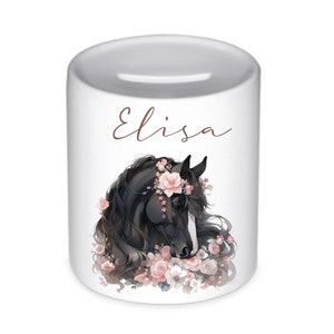 Spardose Keramik Mädchen Pferd Pony Name Personalisiert Kind Einschulung Geburtstag Geburt Taufe Geschenk Geldgeschenk Manufaktur Liebevoll