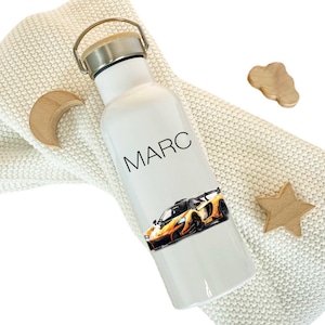 Trinkflasche Rennauto Name Junge Kind Kita Schule Flasche Auto Einschulung Geburtstag Edelstahl Teenager Geschenk 500ml Manufaktur Liebevoll