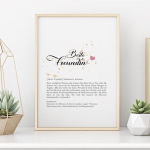 Digital Poster Best Friend Gift Definition Birthday Christmas Best Friend | Manufaktur Liebevoll