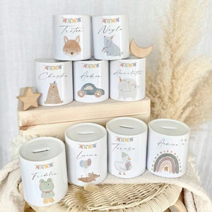 Kinder Spardose personalisiert Namen Geschenk Geburt Taufe Taufgeschenk Baby Geschenk Kinder Geldgeschenk Mädchen Jungen Kinder Sparschwein