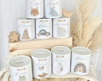 Kinder Spardose personalisiert Namen Geschenk Geburt Taufe Taufgeschenk Baby Geschenk Kinder Geldgeschenk Mädchen Jungen Kinder Sparschwein