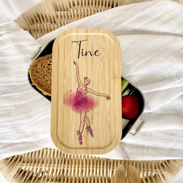 Brotdose Personalisiert Edelstahl Ballerina Ballett Kindergarten Vesperdose Lunch Box Kinder Geschenk | Manufaktur Liebevoll