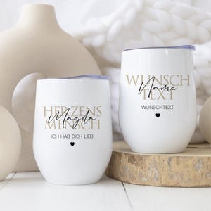 Personalisierter Weinbecher Herzensmensch Wunschtext Edelstahl Weinglas Isolierter Becher Thermobecher Geschenk Frau Manufaktur Liebevoll