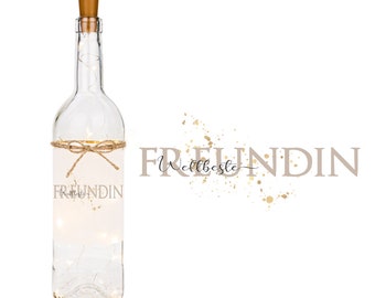 Gift for the world's best friend - bottle light, decorative bottle with LED lighting