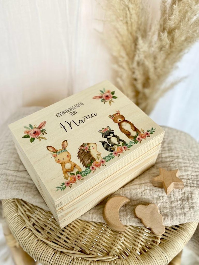 Caja de memoria de nacimiento de regalo para bebé, regalo personalizado para bebé, caja de memoria de regalo de nacimiento, caja de madera, amor de fábrica imagen 1