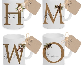 Christmas mug name personalized Christmas ceramic mug personal Christmas gift mulled wine woman man Santa Claus monogram