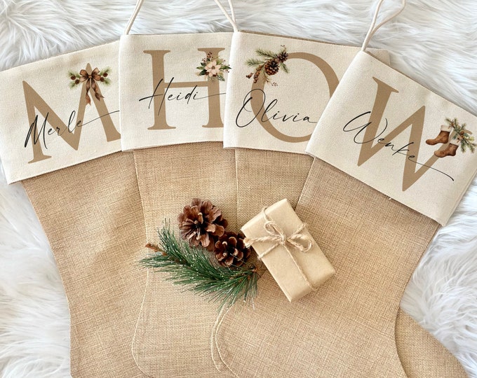 Gestrickte Weihnachtsstrümpfe Mit Initialen – 53,3 Cm, Rot, Personalisiert, Mit Geschenkbox