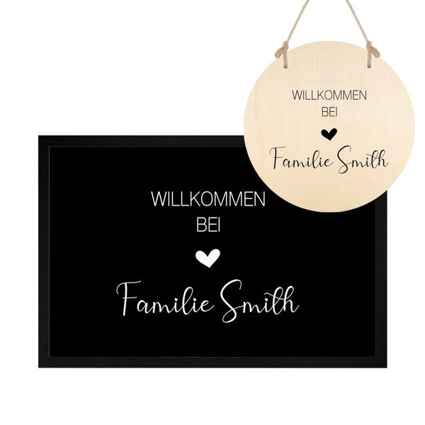 Fußmatte Personalisiert Einzugsgeschenk Fußmatte Familie Fussmatte Personalisiert Geschenk zum Einzug | Als Set mit Türschild erhältlich