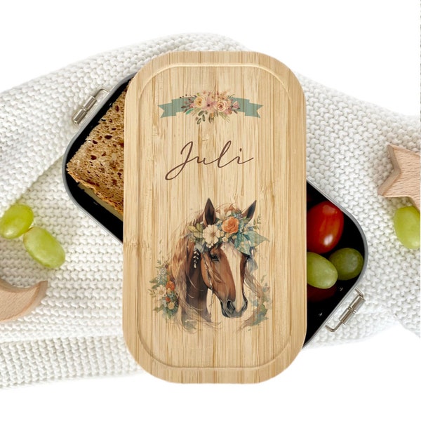 Pony Brotdose Personalisiert Pferd Edelstahl Vesperdose Lunchbox Mädchen Kinder Geschenk Kindergarten Einschulung | Manufaktur Liebevoll