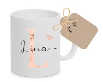 Personalisierte Tasse, Kaffeetasse mit Namen u. Buchstaben, persönliches Geschenk u. besondere Geschenkidee für Frauen u. Männer