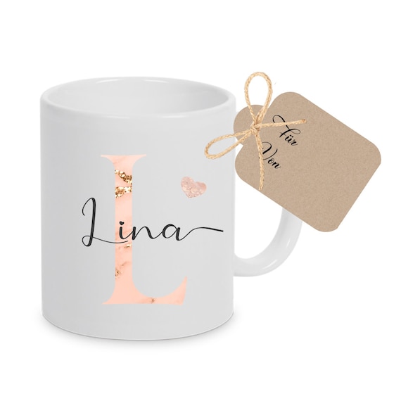 Tasse Personalisiert Buchstabe Name Geschenk Frau Kollegin Erzieherin Lehrerin Tasse mit Namen Kaffeetasse Kaffeebecher Manufaktur Liebevoll