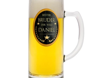 Bierglas Gravur Bruder Name Geschenk Geburtstag Bierkrug personalisiert Geburtstagsgeschenk Bester Bruder der Welt Manufaktur Liebevoll