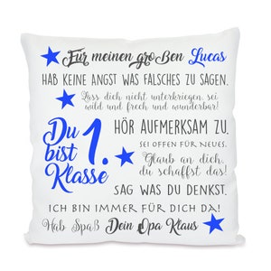 Einschulung Geschenk Kissen Personalisiert Einschulung Mädchen Junge Schulanfang Schulkind Schulstart Rosa und Blau Manufaktur Liebevoll Bild 10