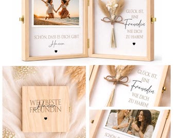 Regalo personalizzato per la fidanzata | Regalo per la migliore amica per compleanno o Natale | Scatola regalo in legno con foto e nome | Regalo di ringraziamento per la fidanzata