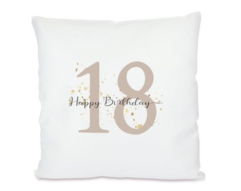 Geschenk zum Geburtstag - Kissen "Happy Birthday" mit Zahlen 18 20 30 40 50