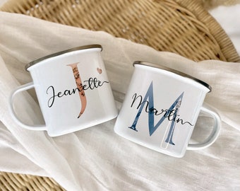 Emaille Tasse personalisiert Tasse Namen Personalisiertes Geschenk Emaille Tasse Buchstaben Becher Trinkbecher Manufaktur Liebevoll