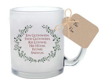 Caneca de Natal, vinho quente com frase, caneca para vinho quente, caneca para ponche, presente de Natal, taça de vinho quente, caneca de vidro, presente de Natal