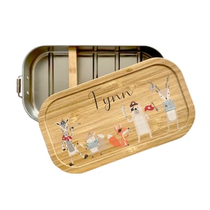 Manufactory Loving | Lunch box for boys stainless steel | Personalized with name | Pirate motif | Lunch box bamboo lid for children