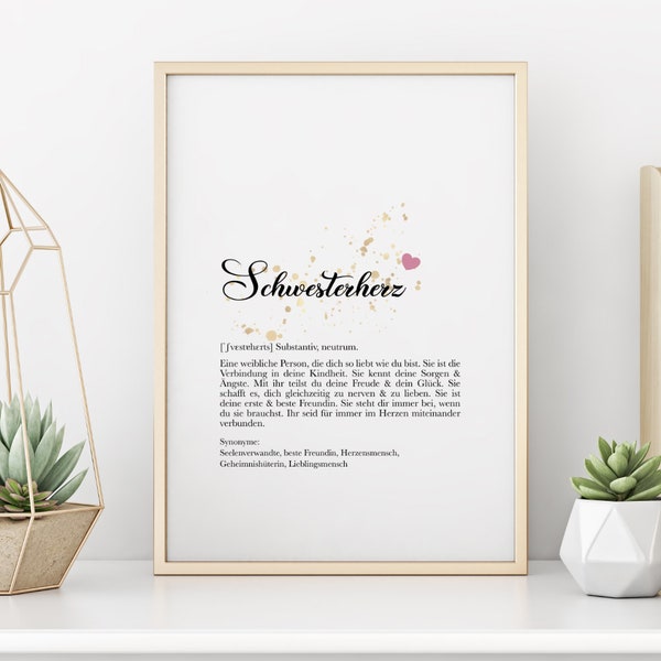 Digital Poster Sister Heart Gift Sister Definition Siblings | Manufactory Lovingly