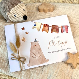 Baby Geburt Glückwunsch Karte Name personalisiert Junge Mädchen Geschenk Taufe Glückwunschkarte Geldgeschenk Geburtskarte Babygeschenk