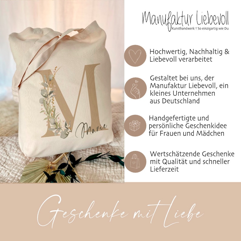 Stofftasche Namen Buchstaben Jutebeutel personalisiert Geschenk Tasche Monogramm Stoffbeutel Teenager Mädchen Frau Geschenk Bild 4