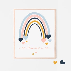 Poster "Regenbogen" für Mädchen und Jungen, Wandbild fürs Babyzimmer, Kinderzimmer personalisiert mit dem Namen