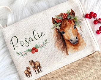 Weihnachtsstrumpf Pferd Personalisiert Nikolausstrumpf Weihnachten Nikolaus Name Mädchen Kind Teenager Geschenk Advent Nikolausstiefel Pony