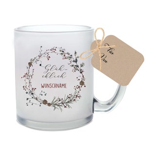Glastasse Weihnachten Personalisiert Glühwein "Glühcklich" Wunschname Glühweintasse Glas Weihnachtsgeschenk Punschbecher Name Glühweinglas