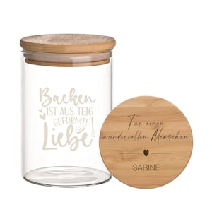 Spersonalizowany prezent w postaci słoika na ciasteczka z drewnianą pokrywką, na ciasteczka, imię, urodziny, Boże Narodzenie, podziękowania, słoik do przechowywania, słoik na ciasteczka, puszka na ciasteczka