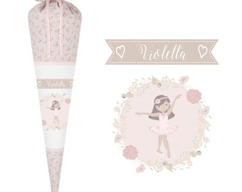 Schultüte Mädchen Personalisiert Schultüte Stoff Zuckertüte Mädchen Schultüte Ballerina Einschulung Stoff schulanfang Manufaktur Liebevoll