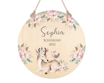 Back-to-school gift | Name tag | Personalized | Wood | Name | Schoolchild | Girl