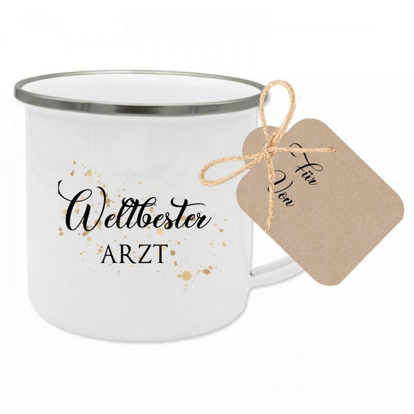 Tasse aus Emaille Weltbester-Arzt