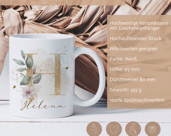 Personalisiert: Namenstasse „Iwona“ – Motiv Positive Eigenschaften, 325 Ml, Spülmaschinenfest