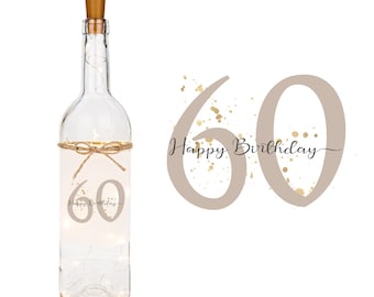 Money gift birthday bottle light for 60th birthday bottle light "Happy Birthday 60" with LED lighting money packaging birthday